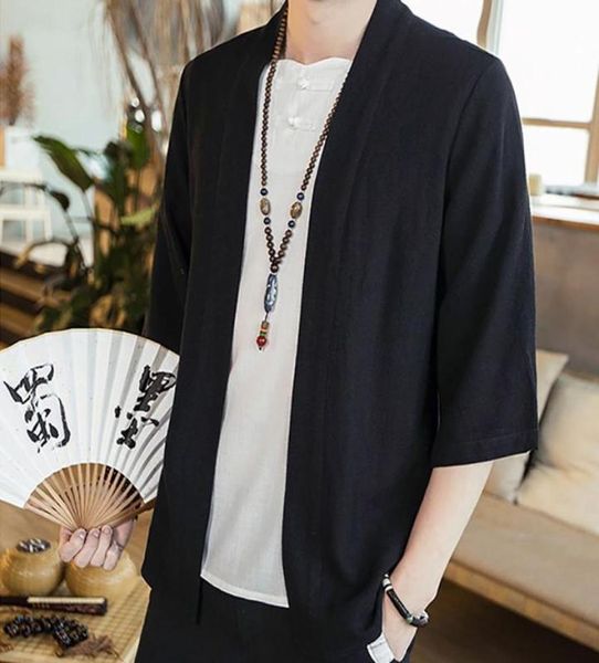 

ethnic clothing japanese men cardigan kimono traditional cotton linen samurai streetwear yukata male haori mens oversize shirt1271196, Red