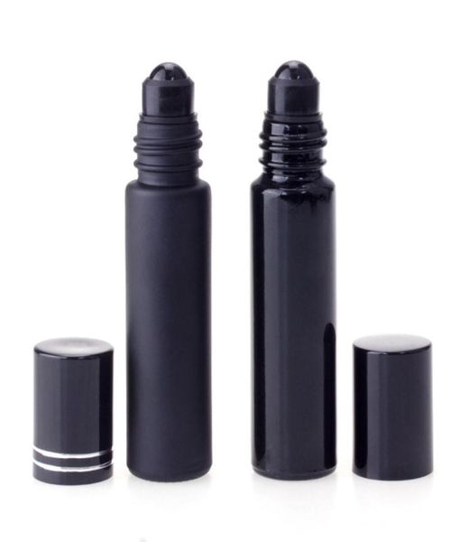 

essential oil perfume bottle 10ml black glass roll on perfume bottle with crystal roller ball in stock1773744