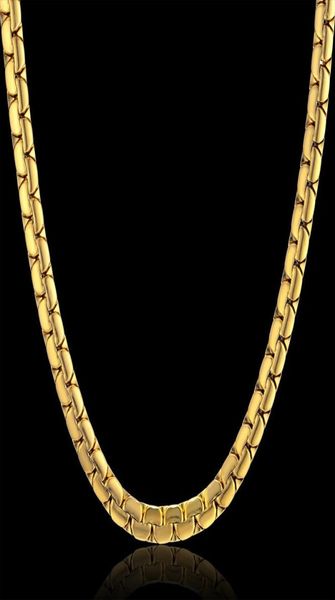 

necklaces drop hip hop 6mm gold color stainless steel necklace male whole flat box link womens mens chain 20quot 235051422, Silver