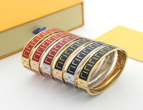 

fashion lady silver ladies rose gold bangle titanium bracelet luxury designer jewelry classic retro printed letters w4957892, Black