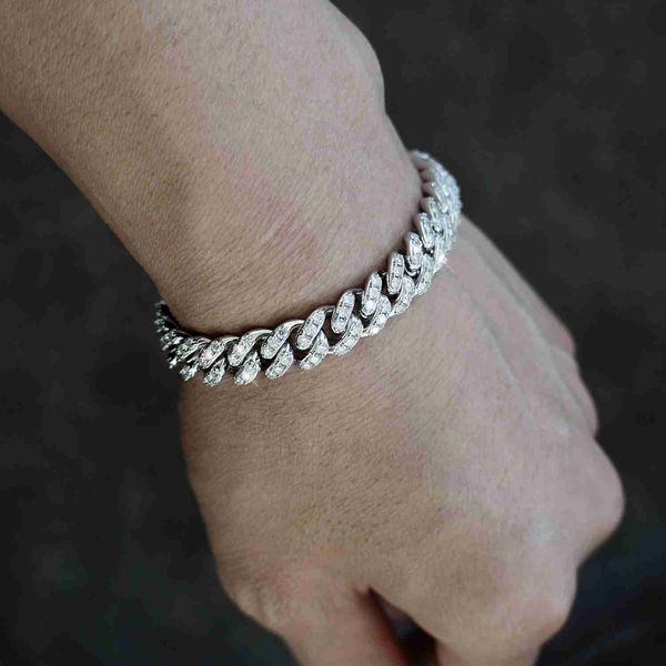 

luxury gift s925 silver 6mm iced out hip hop men's moissanite miami cuban bracelet