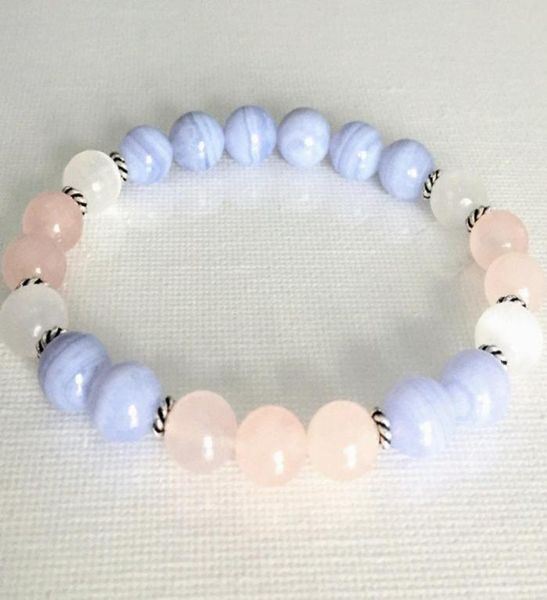 

mg0816 grade blue lace agate bracelet snow quartz rose quartz bracelet negative energy protection bracelet7255363, Black