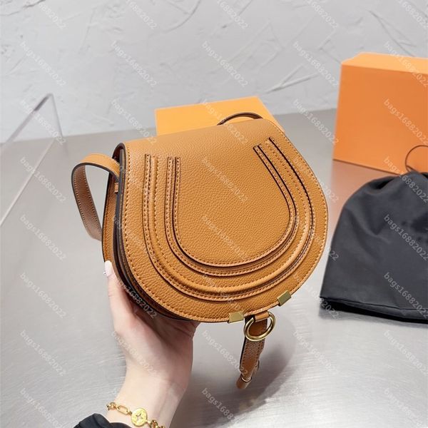 

real cowhide chioe bag women one shoulder crossbody bag designer handbag hudson saddle bags rivet decoration satchel chain tote fashion make