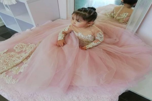 

new arrival long sleeves flower girl dress fuchsia 3d flowers princess party gown luxury ball gown girl formal wedding pageat dres6301734, White;blue