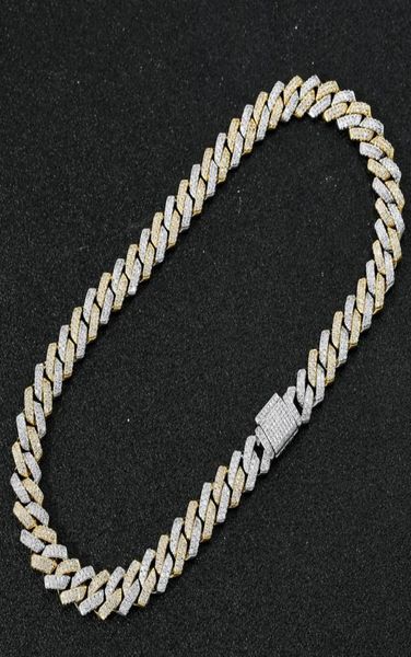 

fashion hip hop necklace men designer bracelet 14mm cuban link chain necklaces 1618202224inch rapper diamond chains double col3613327, Silver