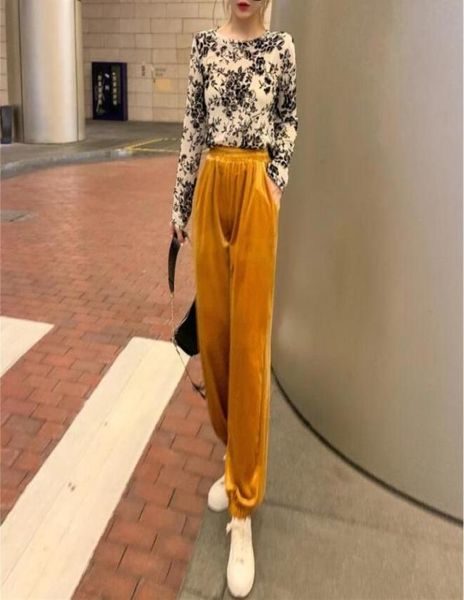

3d embossed velvet leg pants baggy large size slim harem fall winter casual track6749990, Black;white