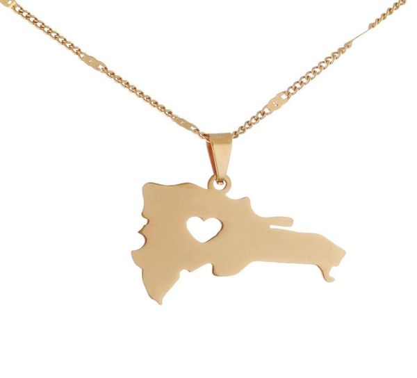 

stainless steel the dominican republic map pendant necklace for women trendy map of dominican charm jewelry4499608, Silver