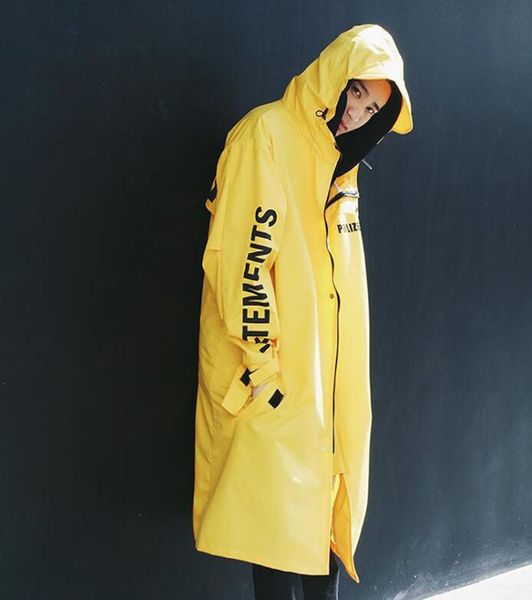 

new vetements polizei man jackets hooded rain coat waterproof sun protection trench casual histreet fashion brand men clothing3267782, Black;brown