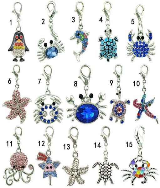 

jinglang fashion animal lobster clasp charms dangle enamel crabs charms for jewelry making diy accessories8643619, Bronze;silver