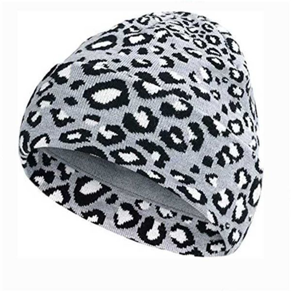 

beanie/skull caps winter hats ladies leopard beanie hats fashion wool winter warm knitted hats print hip hop beanies cap gorros thicken bonn, Blue;gray