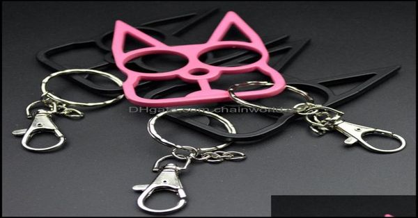

key rings jewelry new cat keychain ring buckle self defense chain toy model outdoor tool fashion christmas gift animal design char2416608, Slivery;golden