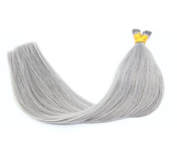

silk straight brazilian hair grey color stick i tip hair extensions 100 remy humanhair6766830, Black