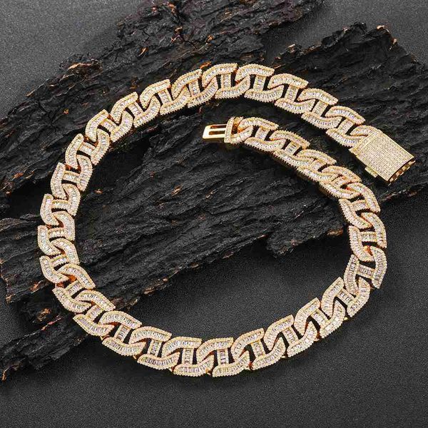 

customizing 24inch16mm mixed t square zircon pig nose cuban necklace hip hop men's necklace hip hop jewelry women's jewelry, Silver