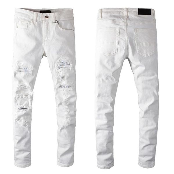 

mens jeans classic hip hop pants stylist jeans distressed ripped biker jean slim fit motorcycle denim jeans gehd254v, Blue