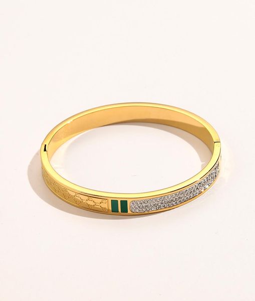 

designer branded bracelets women bangle luxury designer letter bracelet crystal 18k gold plated stainless steel wedding lovers gif5808043, Black