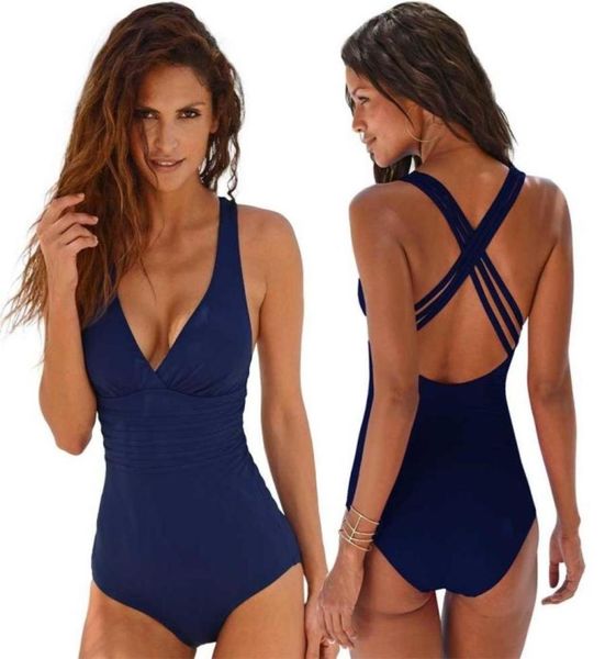 

2019 new arrival one piece swimsuit women vintage bathing suits plus size swimwear beach padded print swim wear solid57153335962683