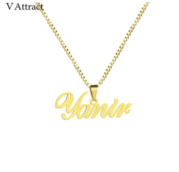

gold box chain custom jewelry personalized name pendant necklace handmade cursive nameplate choker women men bijoux bff gift5502205, Silver