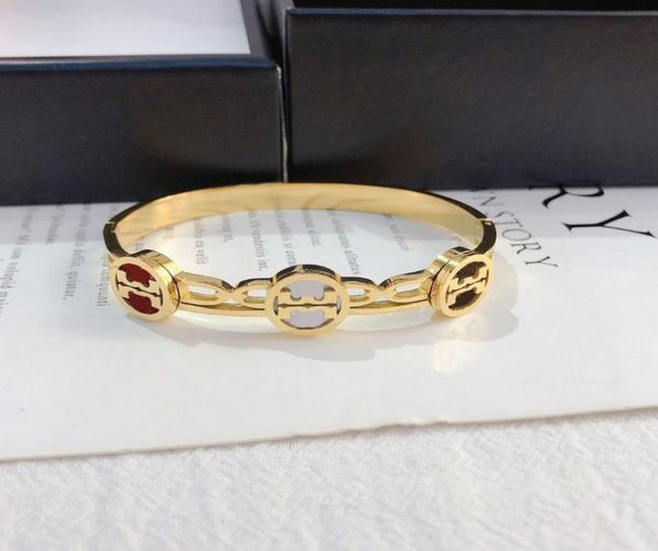 

new style women bangle luxury designer jewelry 18k gold plated stainless steel wispy wedding love gift bracelets accessories whole8006098, Black