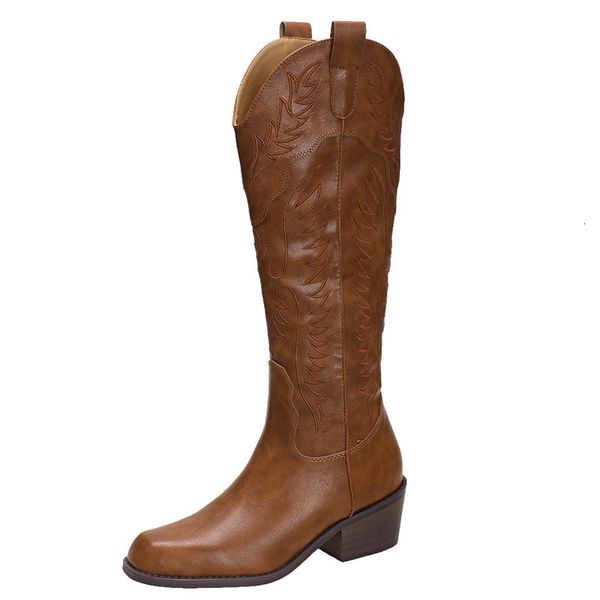 

boots western cowboy embroidery riding boot's shoes modern boot trend 2023 230810, Black