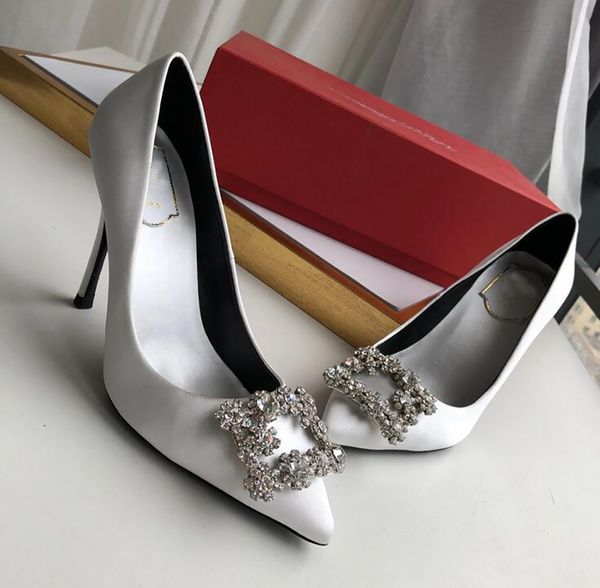 

luxury designer dress shoes women rhinestone buckle decorationleather 1.5cm 7cm 9.5cm pointy toe wedding party stiletto heels casual comfort, Black