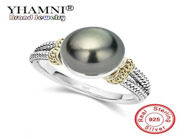 

yhamni new black pearl rings for women 925 sterling silver wedding finger rings fashion cz jewelry drop zr105834090429298693, Slivery;golden