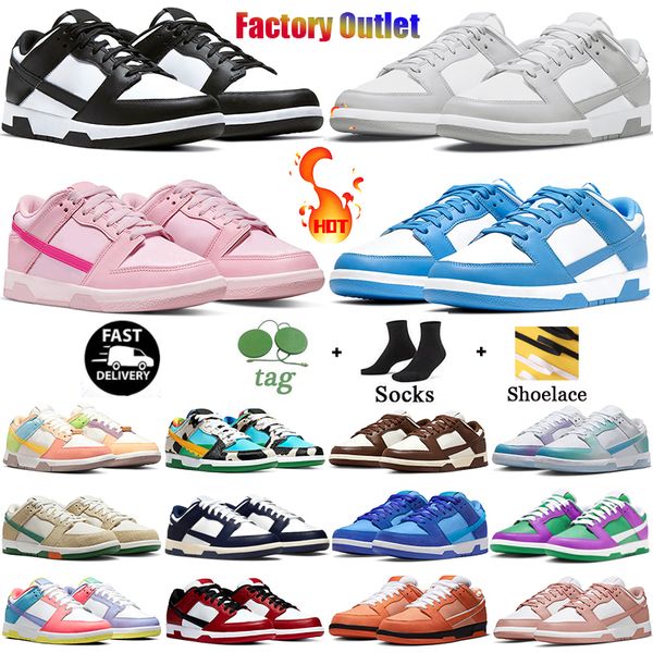 

men women shoes flat sneakers lows panda white black grey fog triple pink university blue red gold rose whisper active fuchsia mens casual t