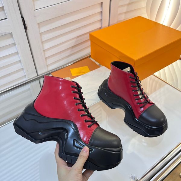

designer luxury boots men women shoes platform thin base comfort embossed patent leather mules copper triple 0808, Black