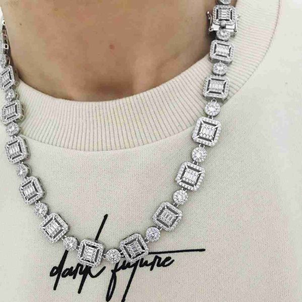 

925 sterling silver moissanite tennis chain mens hip hop necklace