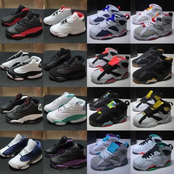 

jumpman 13 13s kids basketball shoes white lucky green starfish cny he got game chicago 7 7s babys toddler children sneakers size 28-35, Black
