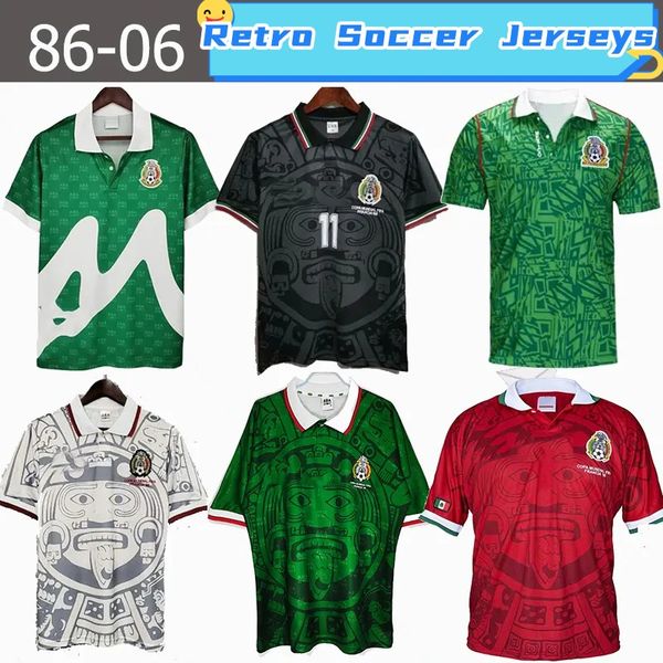 

retro mexico blanco soccer jerseys 86 94 98 2006 hernandez h.sanchez luis garcia campos ancient maillot marquez 2010 1999 ninos men football, Black;yellow