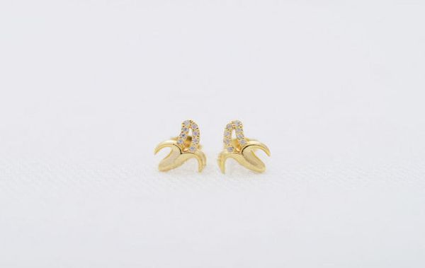 

fashion silver plated banana stud earrings personality hollow out earrings for women whole6305477, Golden;silver