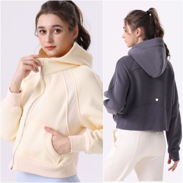 

ll-123 womens yoga outfit hoodies sportswear outer jackets outdoor fitness wear apparel casual running exercise long sleeve hooded loose sho