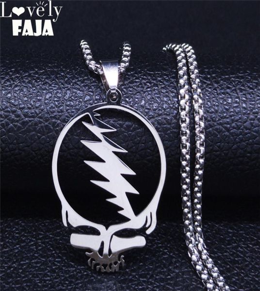 

afawa grateful dead skull stainless steel chain necklace for menwomen silver color necklace jewelry cadenas mujer n4206s032342187