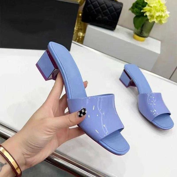 

designer women's high heel slippers chunky heel leather party fashion summer sandals 8.5 4.5 cm size 35-43, Black