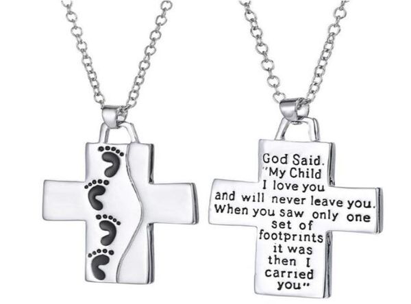 

2018 foot jesus cross necklace letters my child i love you pendant fashion jewelry gift for women kids6264551, Red;brown