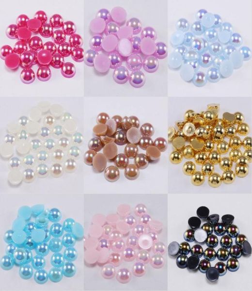 

234568101214 mm acrylic abs beads pearl imitation half round flatback ab colors bead for jewelry making diy accessories 803583525, Black