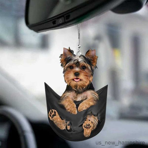 

decorations cute pocket puppy car pendant mirror interior decor dog hanging ornament auto r230811