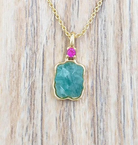 

gold bear color necklace with amazonite and rubby authentic 925 sterling andy jewel 81278205083550533779735, Silver