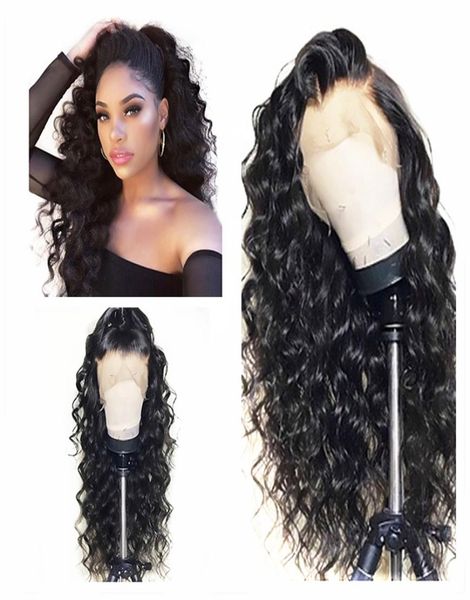 

natural black long kinky curly hair synthetic lace front wigs baby hair high temperature fiber soft lace wigs for black wome2458057