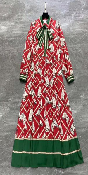 

2023 spring summer shirt dresses for women fashion print pattern bow ribbon design womens dress long sleeve woman shirt long dress5260974, Black;gray