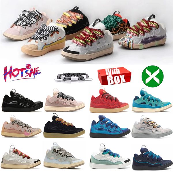 

2023 designer shoes mesh woven lace-up shoes style extraordinary sneaker embossed leather curb sneakers mens womens calfskin shoe platform, Black