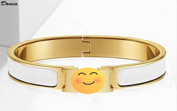

donia jewelry luxury bangle european and american fashion classic exaggerated 12mm metal letter titanium steel bracelet designer w4350205, Black