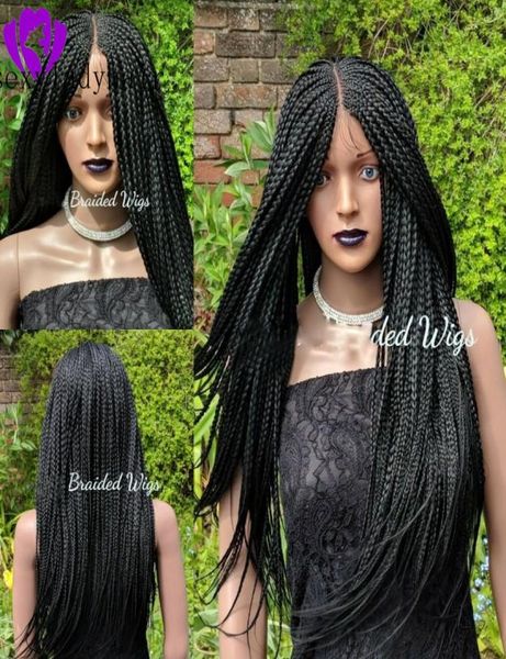 

middle part black box braids wigs with baby hair full density brazilian full lace front wig glueless synthetic braided wigs for bl7214740