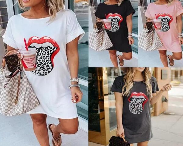 

womens dress long tshirt print teeshirt dress short summer dresses for women clothes casual loose t shirt9096853, Black;gray