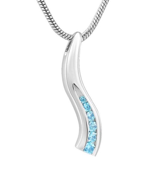 

ijd8389 mini cremation urn necklace cz crystal stainless steel memorial ash holder urn keepsake pendant horn jewelry6643223, Silver