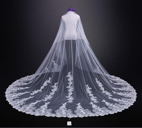 

sparkly sequins lace appliques long bridal veils 3m 35m 4m 45m 5m wedding veil1576983, Black
