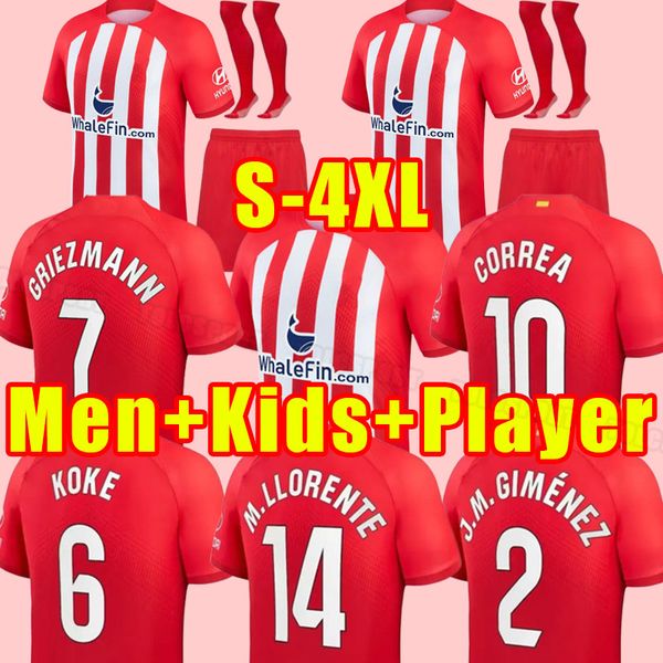 

atletico 23 24 madrids soccer jerseys morata griezmann joao felix 2023 2024 m.llorente correa koke camisetas de futbol lemar carrasco fans p, Black;yellow