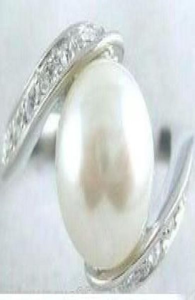 

jewelry white shell pearl ms silver crystal ring size 678906091316, Golden;silver
