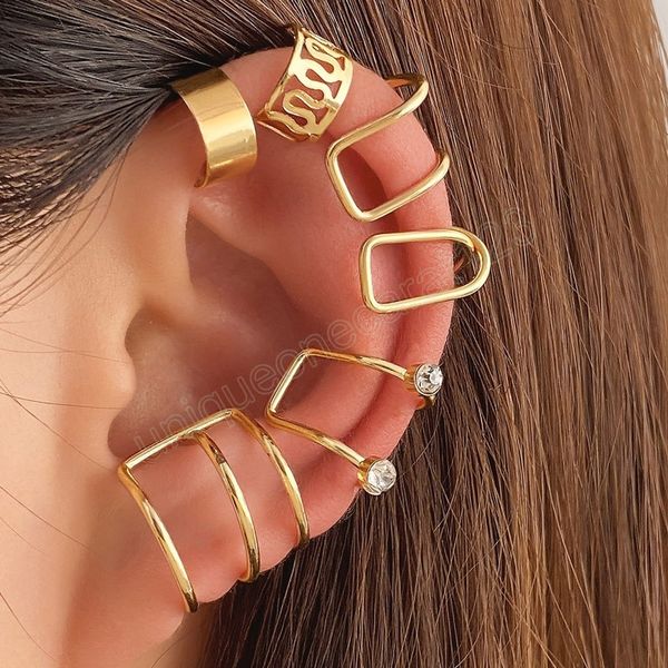 

fashion crystal ear clip for women men metal ear cuff without piercing trendy clip earrings party jewelry gifts, Silver