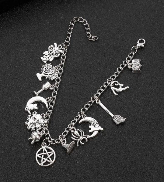 

punk supernatural magic witchcraft pendant bracelet antiquity mystery vintage charm jewelry gothic halloween gift for women man ba5824433, Black